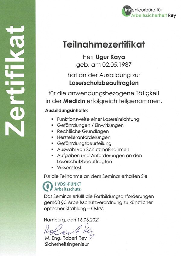 Zahnarzt Rodgau KAYA&smile - Laserschutzbeauftragter